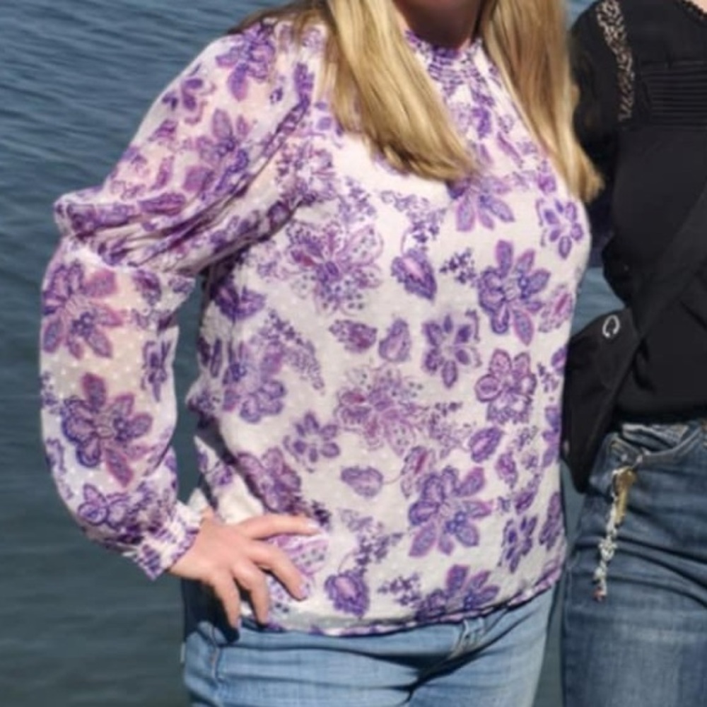 LOFT Purple Floral Blouse